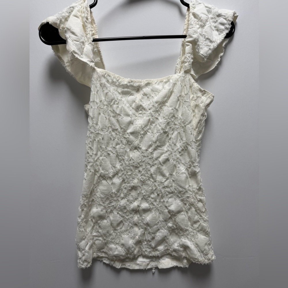 Free People Ivory Popsicle Top With Lace Up Detail Size Large - Picture 8 of 8